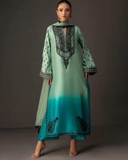 Silk 3 Piece Digital Printed Outfit for Women