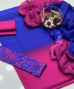 Shamooz Silk Dupatta with Unstitched 3 Piece Dress