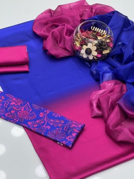 Shamooz Silk Dupatta with Unstitched 3 Piece Dress