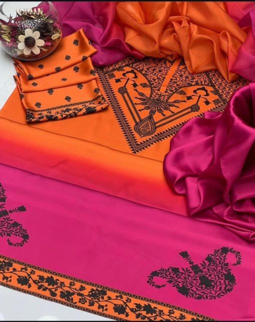 Shamooz Silk Digital Dupatta with 3 Piece Suit
