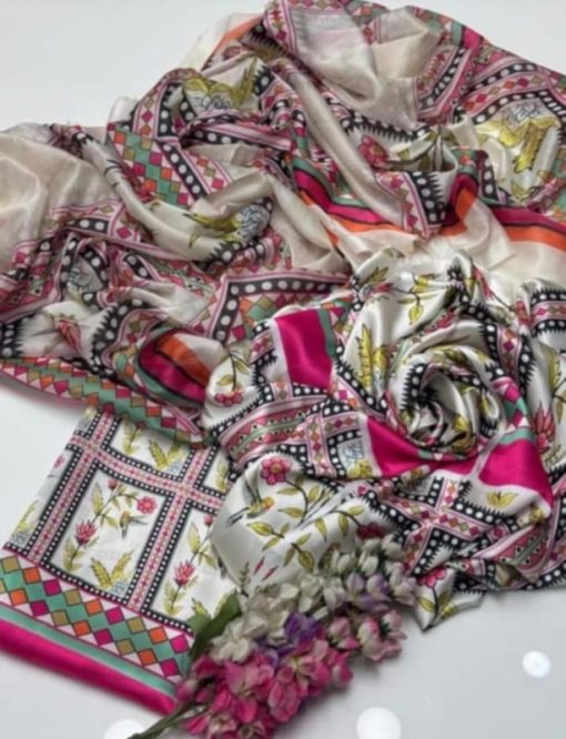 Digital Printed Silk Dupatta with Shamooz Suit