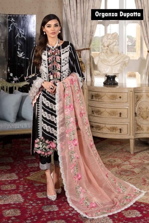 Crimson CM-567 3-Piece Lawn Suit with Heavy Schiffli Embroidery and Organza Dupatta
