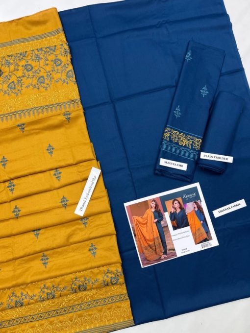 Kayseria KR-566 | Premium Dhanak 3 Piece Embroidered Winter Suit with Embroidered Shawl