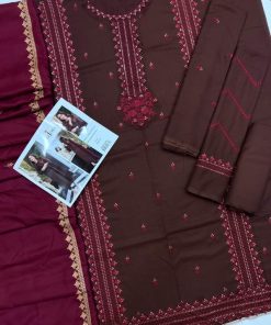 Asim Jofa AJ-565 | Premium Dhanak 3 Piece Embroidered Winter Suit with Embroidered Shawl