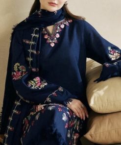 Qalamkar QM-570 Winter 3 Piece Dhanak Embroidered Suit with Heavy Shawl