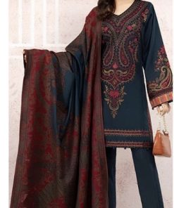 MARIAB MB-573 3 Piece Unstitched Khaddar Winter Suit with Wool Shawl