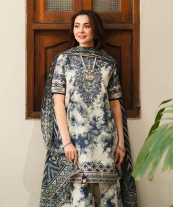 Sapphire SP-574 3 piece dhanak unstitched digital printed winter suit with embroidered patches