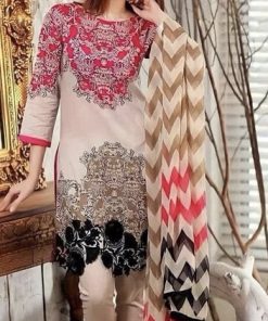 Charizma CH-44 diamond linen 3 piece digital printed suit with heavy patches