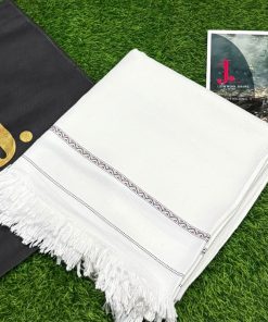 Plain White J. Shawl for Men (Unembroidered) – Soft Wool, Cashmere-Feel & Semi-Pashmina