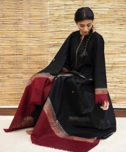 Aisling AS-604 3 Piece Dhanak Winter Suit with Wool Dupatta and Embroidered Sleeves