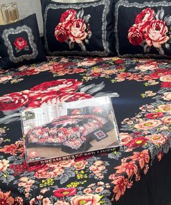 3D Panel Crystal Cotton Bedsheet Set 28 – King Size Bedding in Pakistan