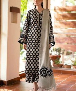 Baroque BR-66 premium karandi printed allover winter suit with digital printed shawl and trouser