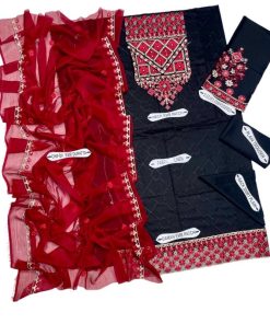 The Kayseria KS-597 is a luxurious 3-piece outfit from the Linen Embroidered Collection, designed for women who want to look elegant, stylish, and graceful in the winter season. Crafted with premium 72/72 linen stuff, it features a front full heavy embroidery, embroidered sleeves, neck embroidery patch, and a daman embroidery patch. To balance the look, it comes with a plain trouser and a bamber chiffon dupatta with full heavy embroidery, completing the outfit with sophistication.