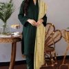 Aisling AS-584 Dhanak 3 Piece Unstitched Winter Suit with Embroidered Front and Wool Shawl