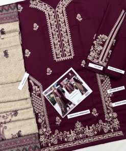 IZEL IZ-585 | Premium Dhanak 3 Piece Unstitched Winter Suit with Digital Wool Shawl