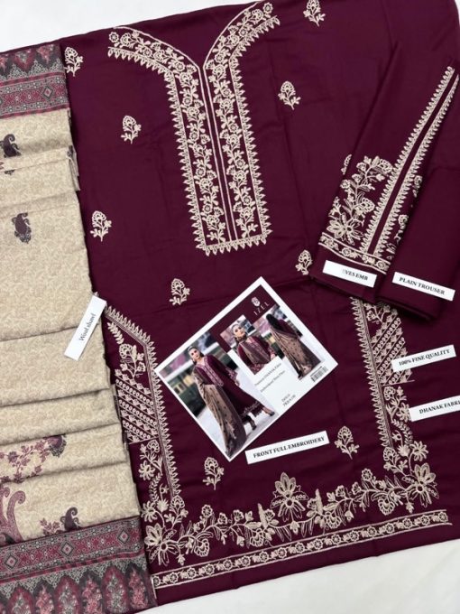 IZEL IZ-585 | Premium Dhanak 3 Piece Unstitched Winter Suit with Digital Wool Shawl