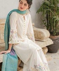 Aisling AS-582 Dhanak 3 Piece Unstitched Winter Suit with Elegant Embroidery and Wool Shawl