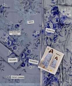 Iznik IZ-590 | Premium 3 Piece Winter Khaddar Unstitched Suit with Embroidery & Printed Dupatta