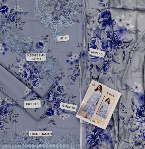 Iznik IZ-590 | Premium 3 Piece Winter Khaddar Unstitched Suit with Embroidery & Printed Dupatta