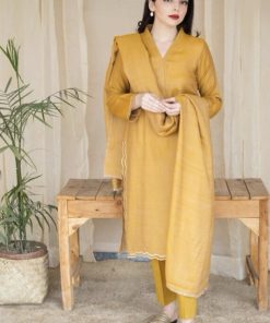 Aisling AS-588 Premium Dhanak 3 Piece Unstitched Winter Suit with Embroidered Shawl