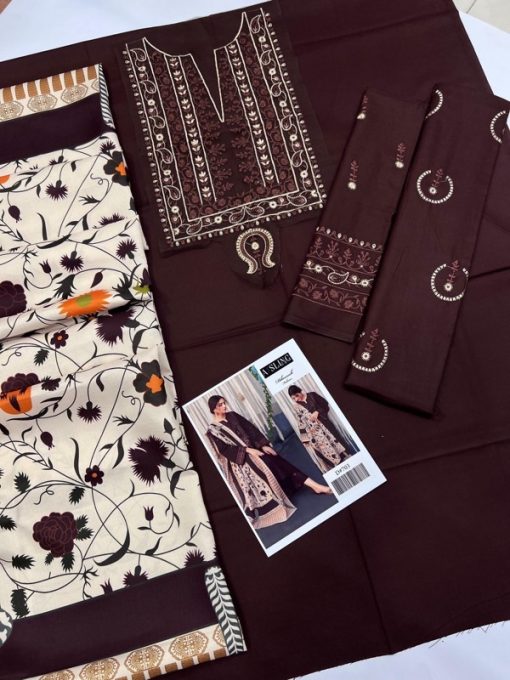 Aisling AS-580 | 3 Piece Unstitched Dhanak Winter Suit – Luxury & Elegance for the Season