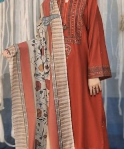 Aisling AS-586 Premium Dhanak 3 Piece Unstitched Winter Suit with Digital Wool Shawl