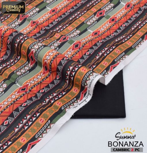 Women’s Unstitched Cambric Cotton 2-Piece Suit by Bonanza Satrangi