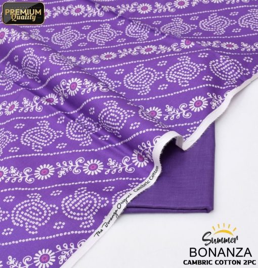 Women’s Unstitched Cambric Cotton 2-Piece Suit by Bonanza Satrangi
