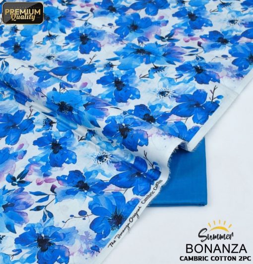 Elegant Women’s Unstitched Cambric Cotton Suit Bonanza Satrangi