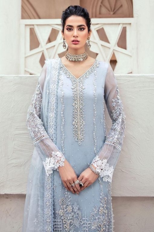 Mushq MQ-610 3 Piece Organza Suit with Heavy Adda Work and Embroidered Dupatta