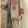 Dur-e-Fishan Saleem DF-598 Dhanak Embroidered Suit with Plain Trouser and Digital Print Wool Shawl