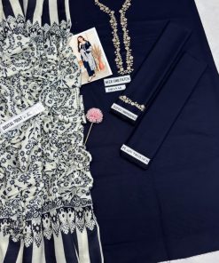Aisling AS-593 is a luxurious 3-piece Dhanak embroidered winter suit featuring full heavy neck embroidery, intricately embroidered sleeves, plain trouser, and a digital print pashmina wool shawl. Perfect for festive and formal occasions, this elegant winter collection combines comfort and style.