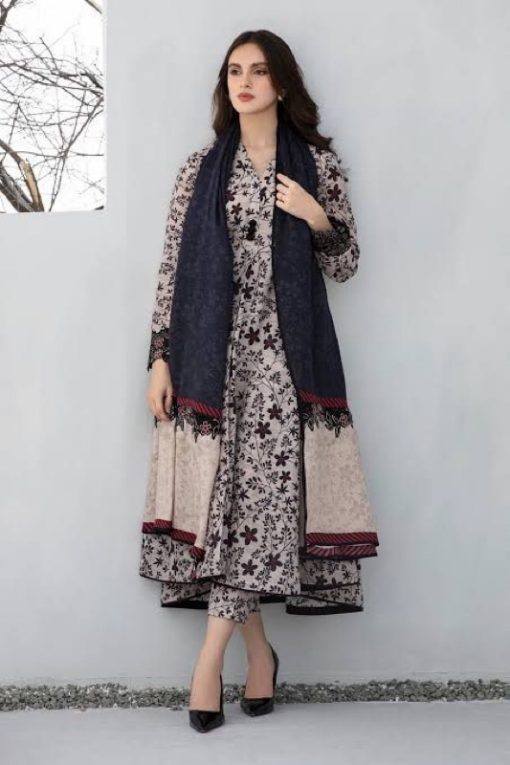 Baroque BR-46 Winter Karandi Bana Dora 3pc Digital Printed Suit