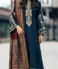IZEL IZ-601 Dhanak Winter Suit with Heavy Embroidery and Digital Wool Shawl