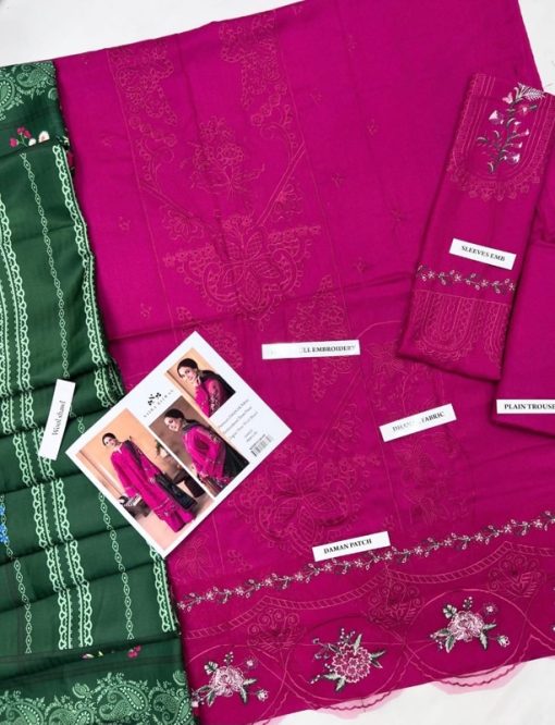 The Saira Rizwan SR-607 is a premium 3-piece dhanak winter suit that blends warmth, elegance, and luxury. Designed with a digital wool shawl, fully embroidered shirt front, and heavy embroidered sleeves, this suit is a masterpiece for women who appreciate both traditional detailing and modern sophistication. Perfect for the cold season, it provides comfort without compromising on style.