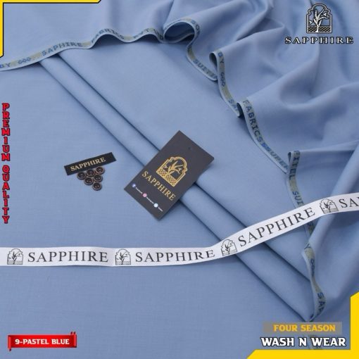 Sapphire Men Unstitched Wash and Wear Suit with button card