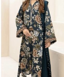 Stylish Khaddar 3 Piece Unstitched Digital Print Dress  