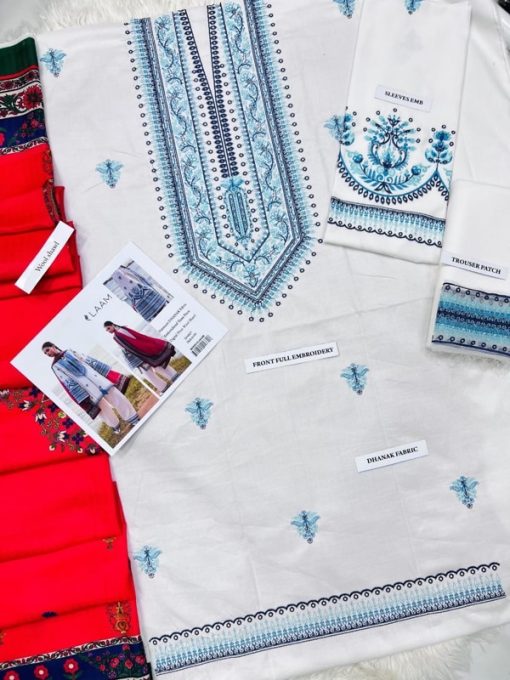 The LAAM LM-610 | 3 Piece Dhanak Embroidered Winter Suit is a luxurious outfit designed to bring