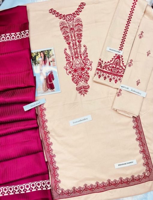 The Khaadi KH-608 | 3 Piece Dhanak Winter Embroidered Suit is more than just winter wear
