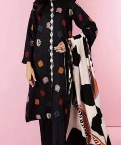 Limelight LM-611 Dhanak 3 Piece Embroidered Winter Suit with Digital Print Pashmina Wool Shawl