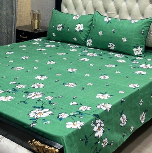 3D Crystal Cotton Bedsheet Design 127 king size with matching pillow covers by Abu Hurairah Fabrics.
