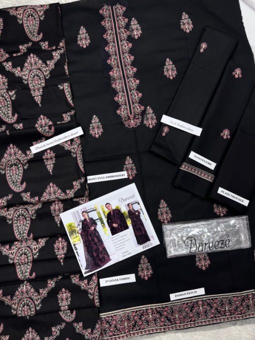 The Bareeze BR-615 | 3 Piece Dhanak Winter Suit Heavy Embroidered is a stunning blend of premium fabric, detailed embroidery, and timeless design