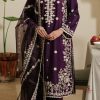 Cross Stitch CS-617 premium dhanak 3 piece embroidered winter suit with heavy embroidered shawl, front, and sleeves.