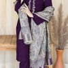 Aisling AS-621 premium winter dhanak embroidered suit with plain trouser and digital printed pashmina wool shawl