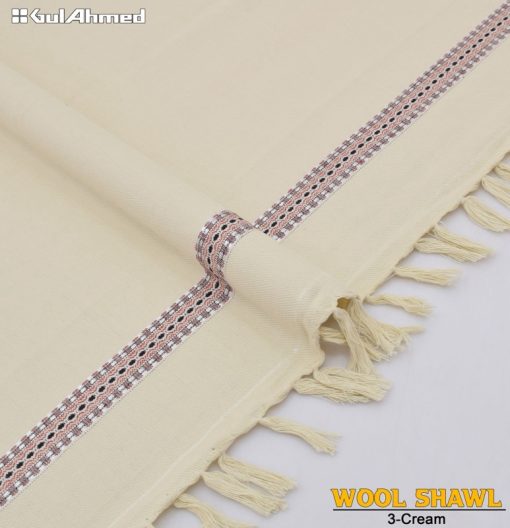 Gul Ahmed Cream Wool Shawl for Men – Elegant Winter Fashion