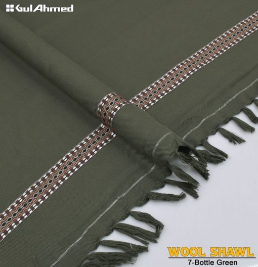 Gul Ahmed Bottle Green Wool Shawl for Men – Elegant Winter Fashion