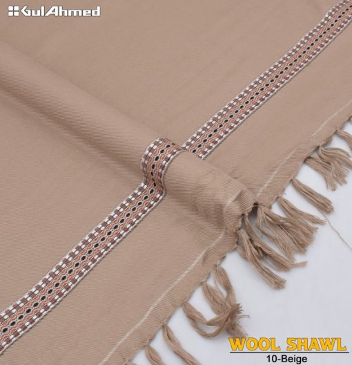Gul Ahmed Beige Wool Shawl for Men – Elegant Winter Style