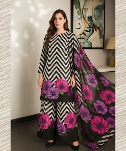 Nishat NT-975 Silk 3 Piece Suit Tie & Die Digital Printed Shamooz Silk