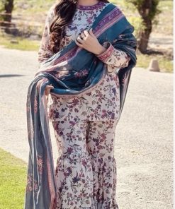Stylish winter khaddar outfit with warm fabric and modern digital designs  