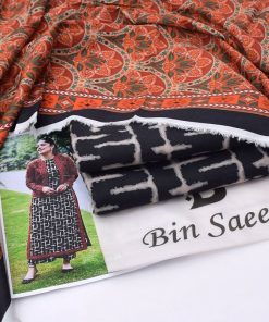 Bin Saeed premium 3-piece khaddar winter suit with digital printed shirt and dupatta  